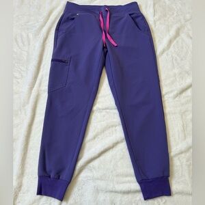 Figs Purple Jogger Pants with Pink Drawstring